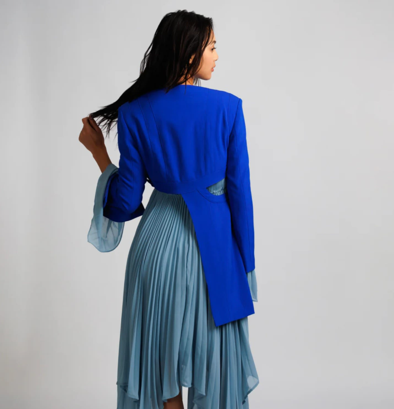 Raye Blue Pleated Gown