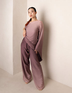 Asymmetric Bow-Tie Sleeve Top – Rosewood Ombré