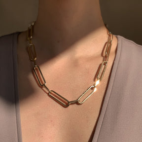 Paperclip Gold Chain Necklace Bracelet Set