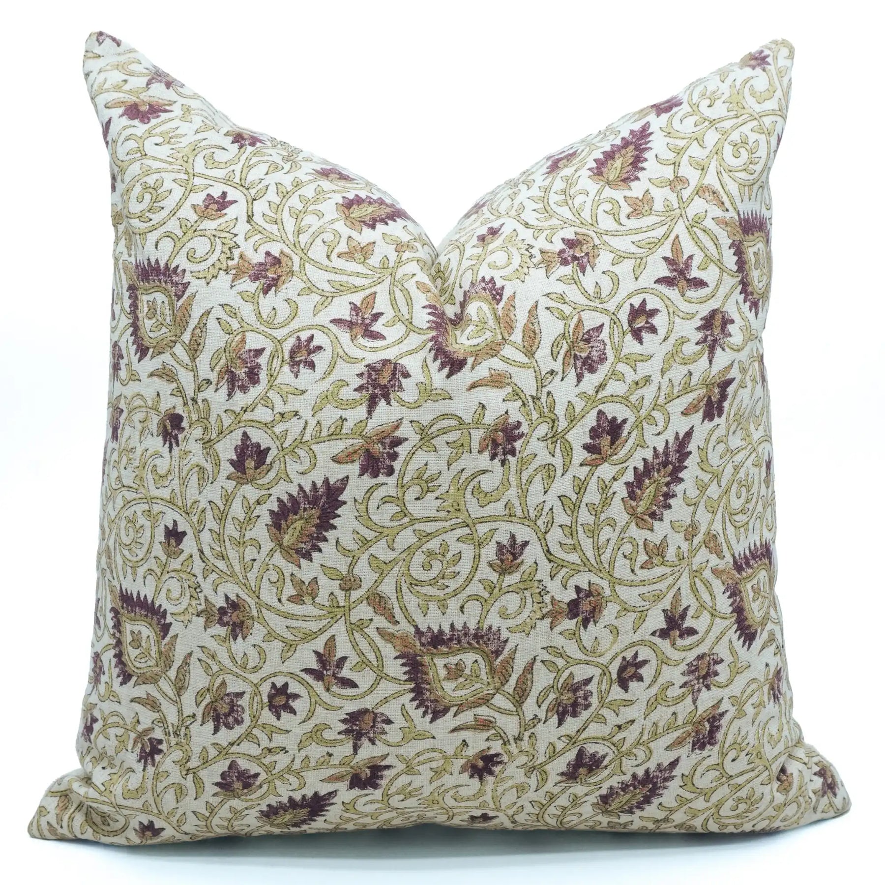 Hand Block Print Heavy Viscose Linen Throw Pillow Cover - Hawamahal