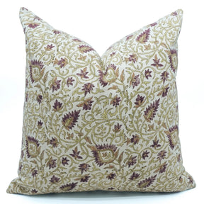 Hand Block Print Heavy Viscose Linen Throw Pillow Cover - Hawamahal