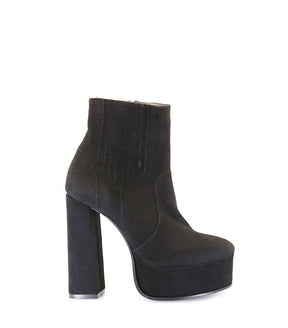 Sleek Black Suede Booties with Platform Heels Mikah