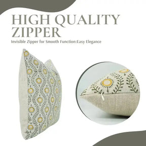 Floral Desgin Thick Linen Cushion Cover - Lehar
