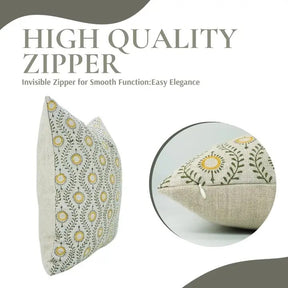 Floral Desgin Thick Linen Cushion Cover - Lehar
