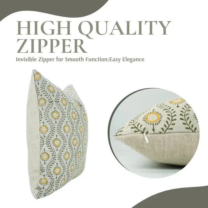 Floral Desgin Thick Linen Cushion Cover - Lehar
