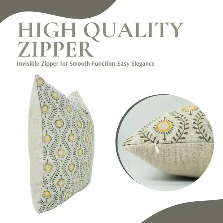 Floral Desgin Thick Linen Cushion Cover - Lehar