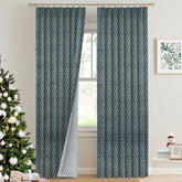 Handcrafted Block Printed Thick Linen Pleated Curtain - Tulsi Buti