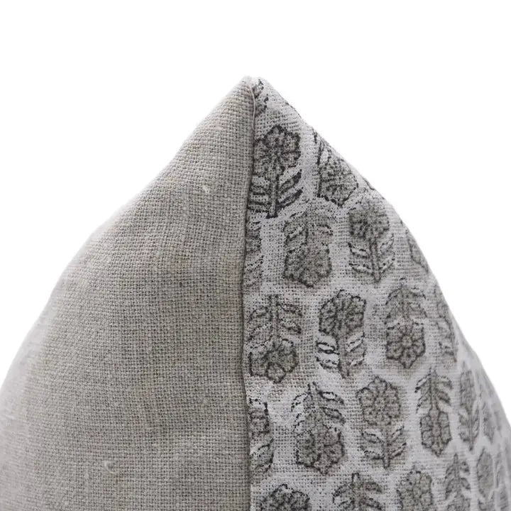 Block Print Thick Linen Boho Décor Cushion Cover- Tulsi Buti