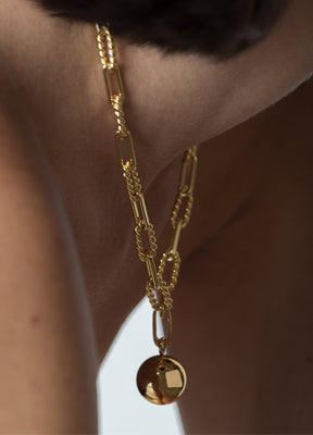 Gold Moon Chain Charm Necklace