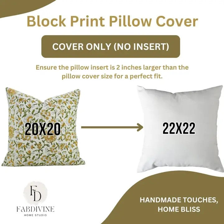 Boho Decor Hand Block Print Viscose Linen Pillow Cover - Pushaplata