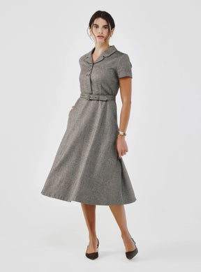 Classic Fancy Tweed Midi Dress