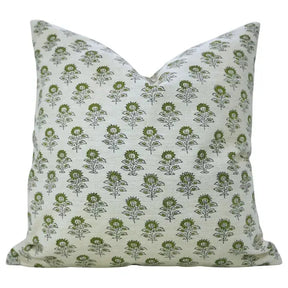 Natural Block Print Linen Blend Pillow Cover - Bagru Buti