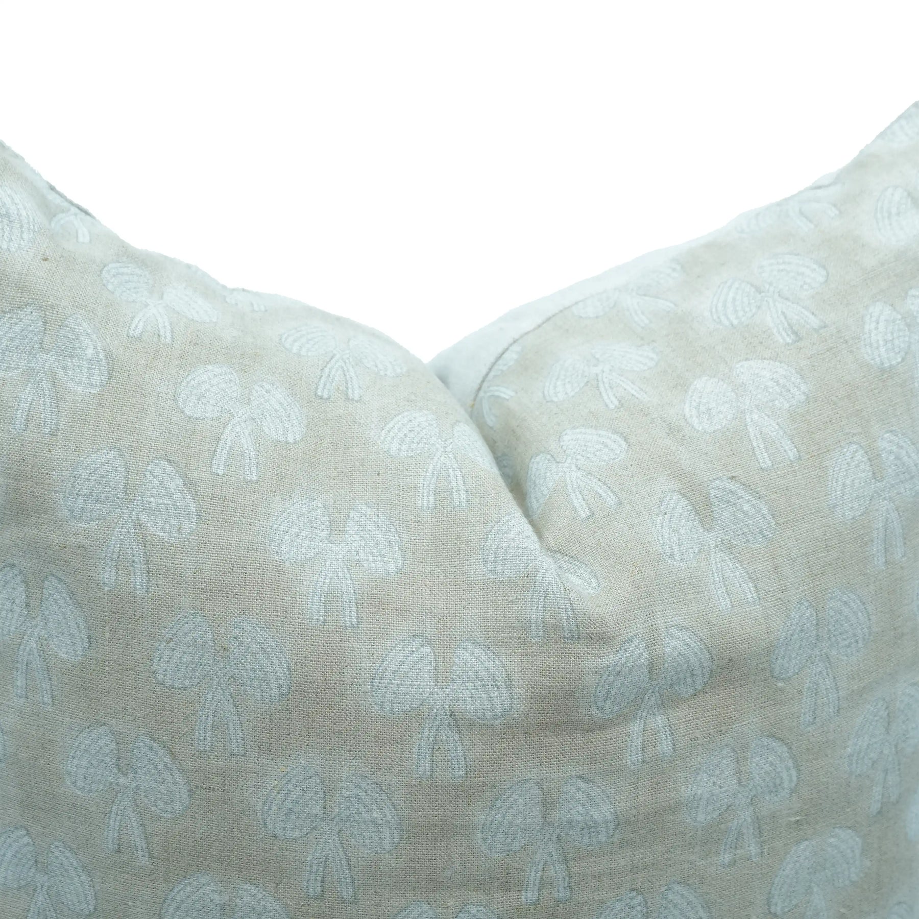 Handmade Block Print Pure Linen Throw Pillow Cover - Damru