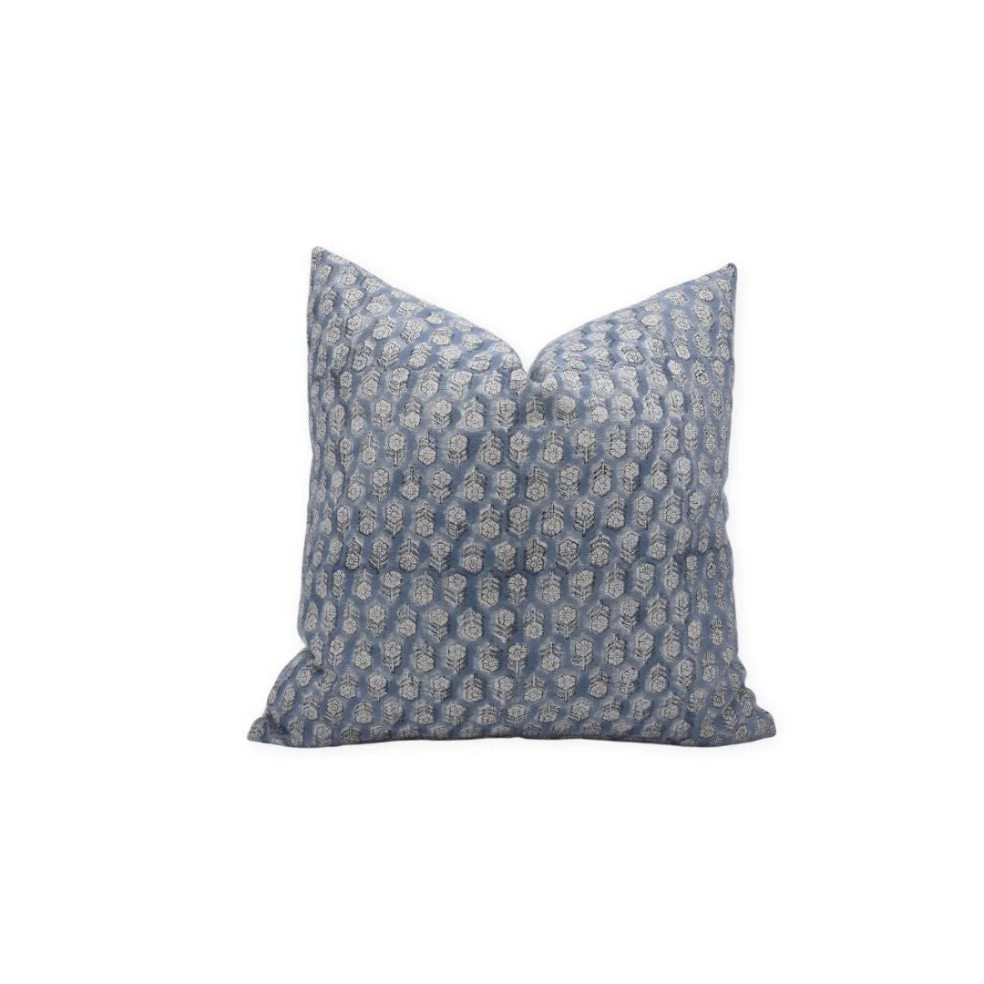 Decorative Block Print Thick Linen Cushion Cover-Tulsi Buti