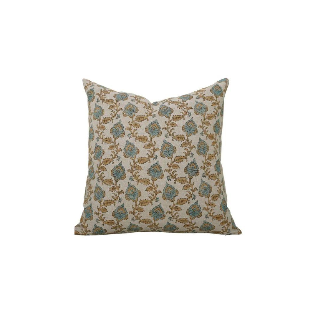 Farmhouse Style Hand Block Print Boho Pure Linen Pillow Cover- Madhubala