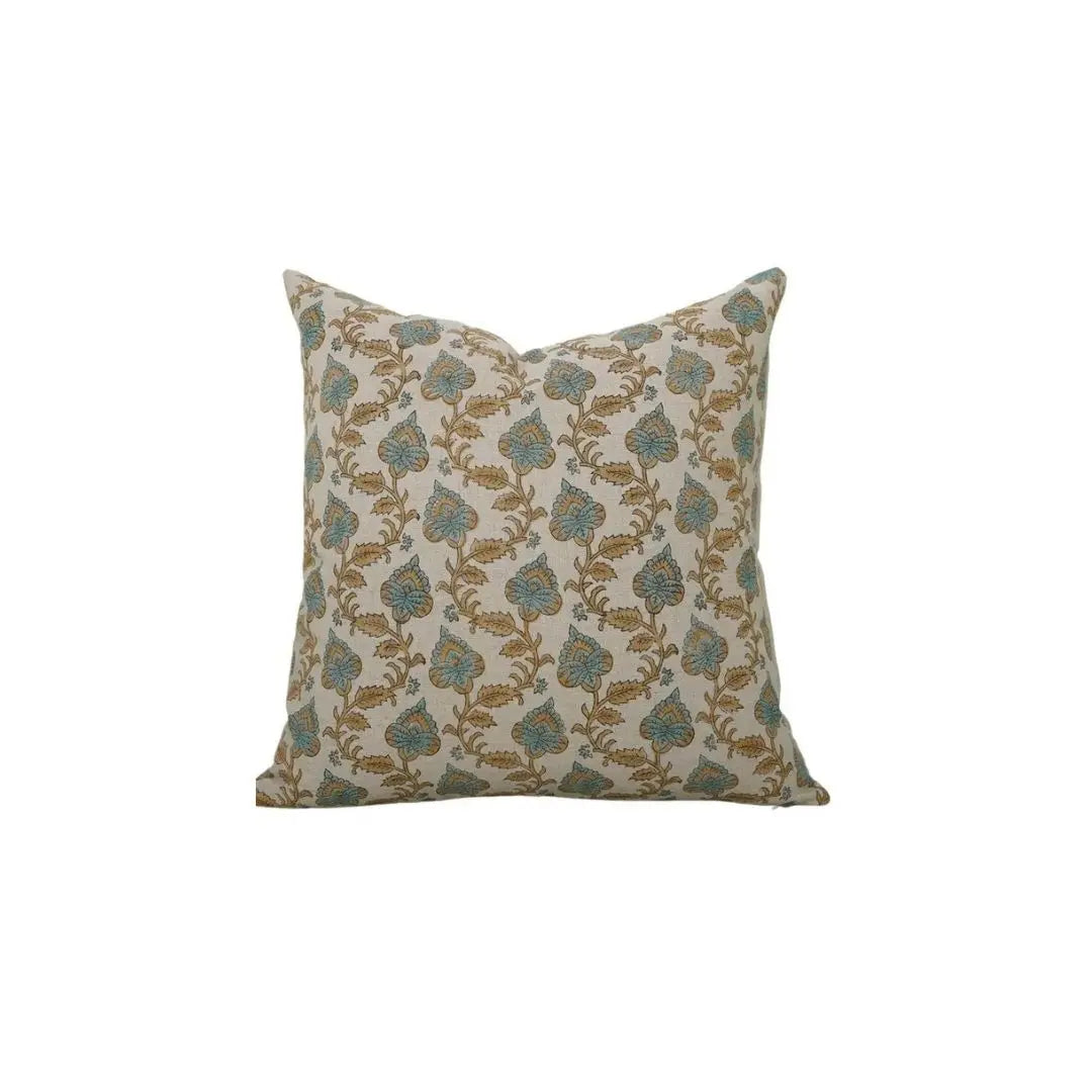 Farmhouse Style Hand Block Print Boho Pure Linen Pillow Cover- Madhubala