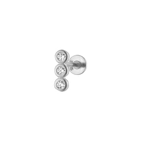 Triple Round Flatback Earring Stud Gold