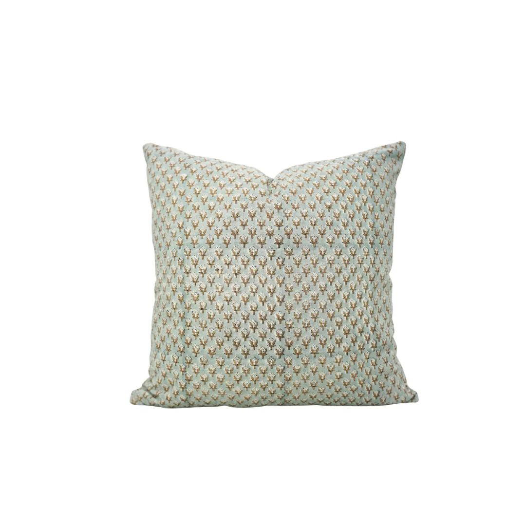 Artfully Hand Block Printed Viscose Linen Pillow Cover- Mogra