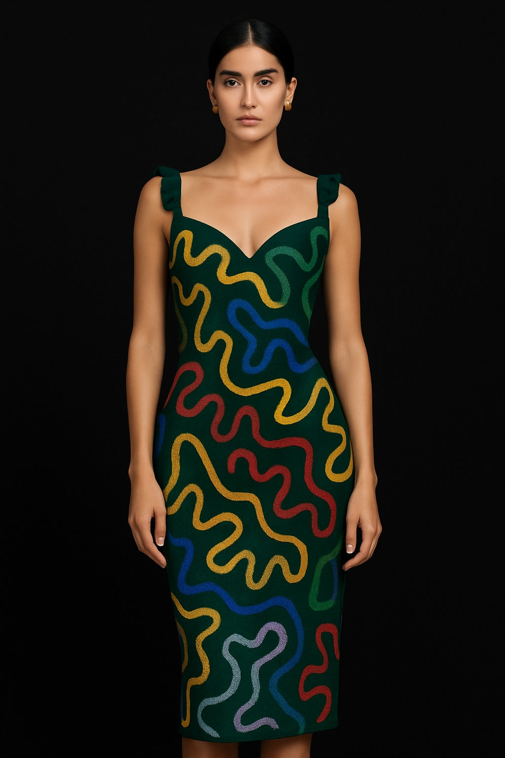 The Aya Contour Midi Dress – African Maze Edition
