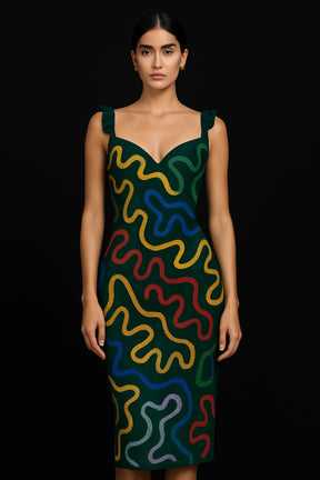 The Aya Contour Midi Dress – African Maze Edition