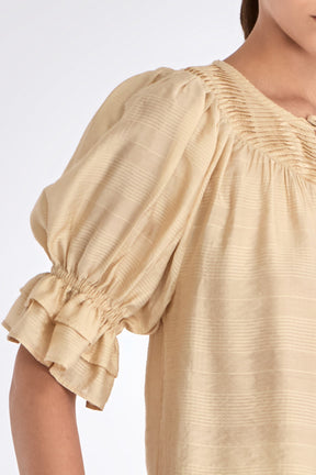 Lauren V-Slit Blouse | Vanilla