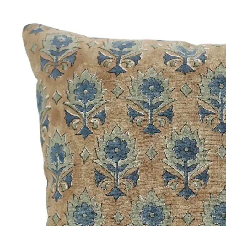 Handcrafted Unique Block Print Viscose Linen Pillow Cover- Kusum