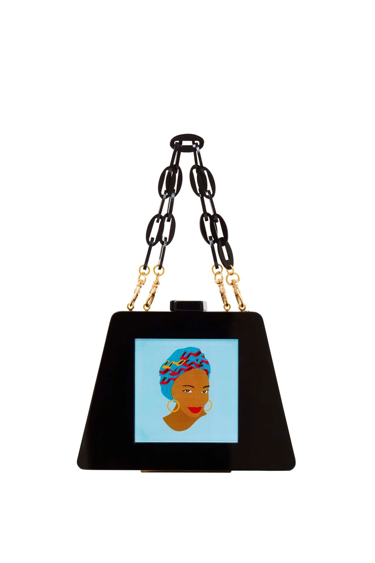 Molly - Acrylic Triangular Box Clutch w/strap