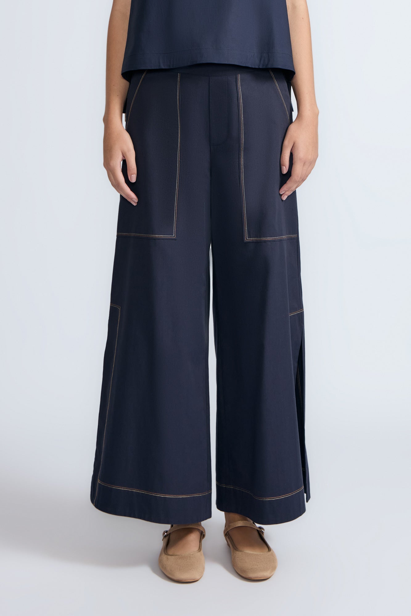 Zoe High-Rise Cotton Pants | Navy