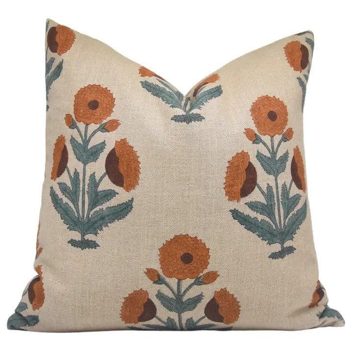 Classic Block Printed Thick Linen Cushion Cover - Badshah