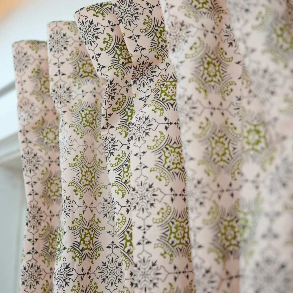 Handcarfted Block Print Boho Linen Curtain Farmhouse Home Decor - Chakravyu