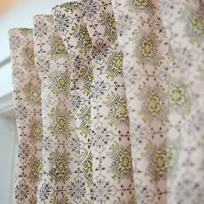 Handcarfted Block Print Boho Linen Curtain Farmhouse Home Decor - Chakravyu