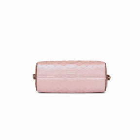 Luxury Pink Snakeskin Leather Mini Handbag