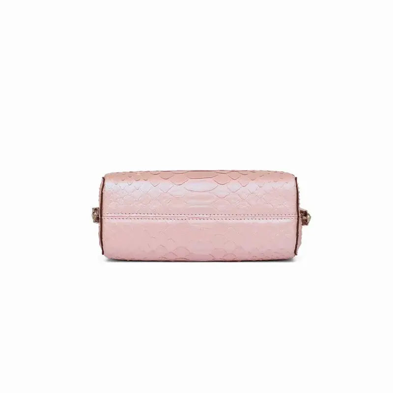 Luxury Pink Snakeskin Leather Mini Handbag