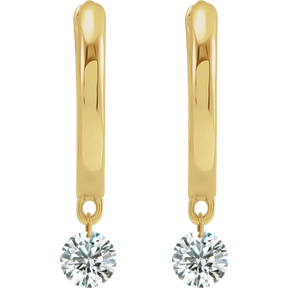 1/3 CT Drilled Natural Diamond Hinged Hoop Earrings in 14K Gold