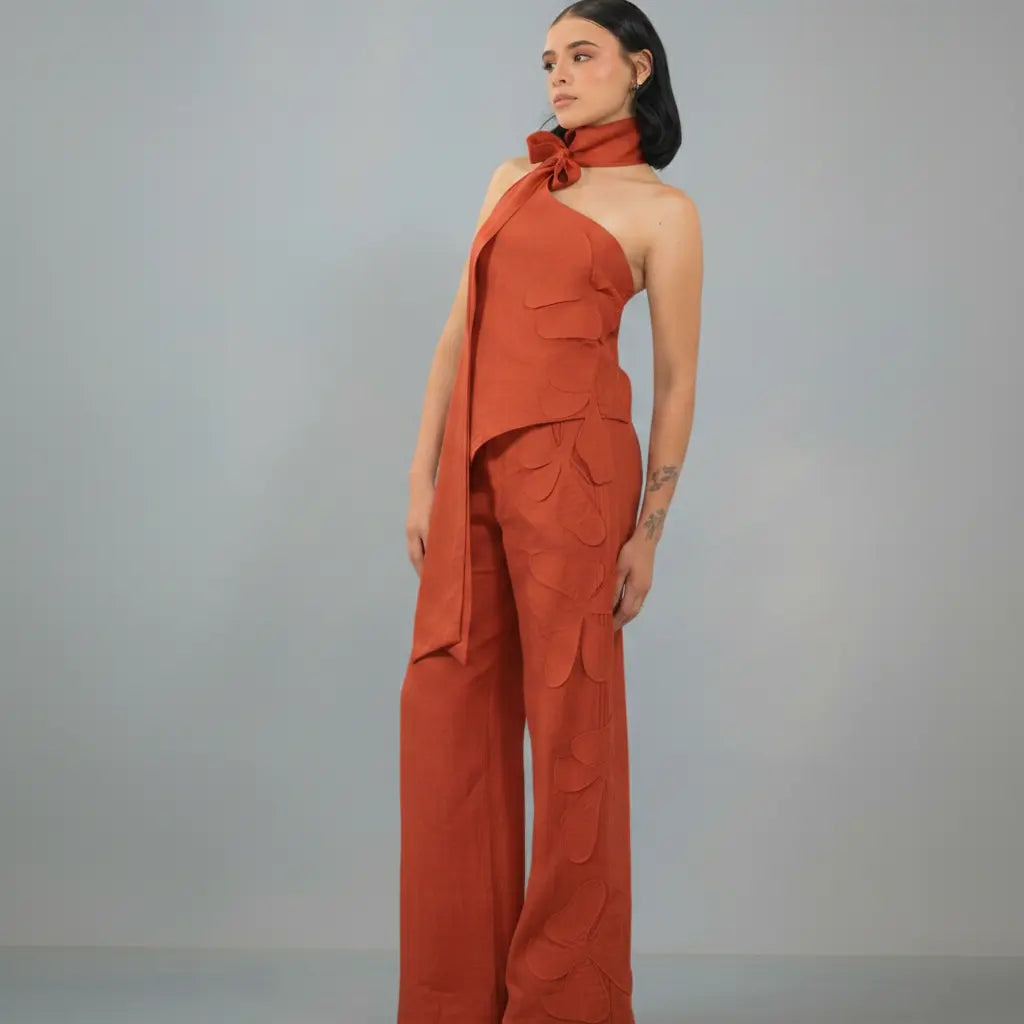 HERENCIA by PASALUMAC – Zenú-Inspired Halter Top & Wide-Leg Set