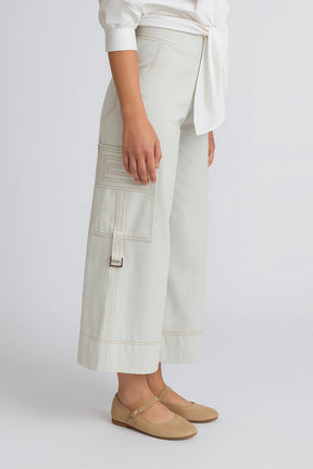 Belen Cotton Palazzo Pants | Silver