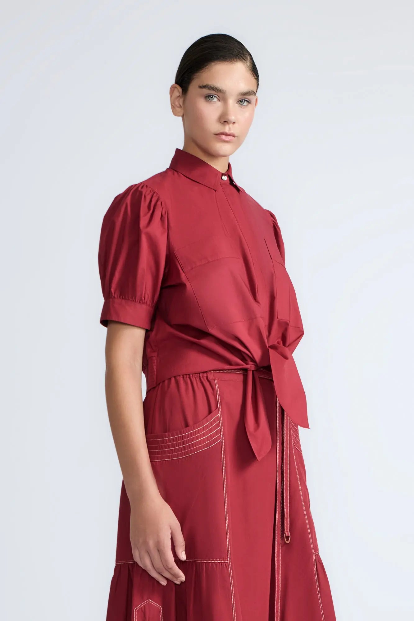 Josie Tie-Waist Cotton Blouse