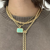 Amazonite Gemstone Charm Necklace Gold