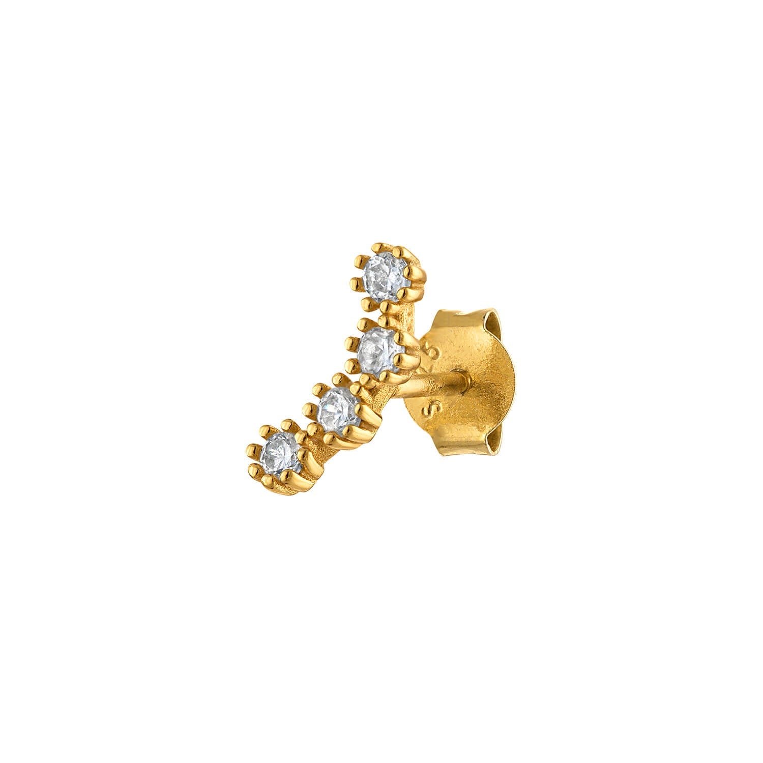 3 Flower Climber Gold Earring Stud Set Pave Pearl Sterling Silver