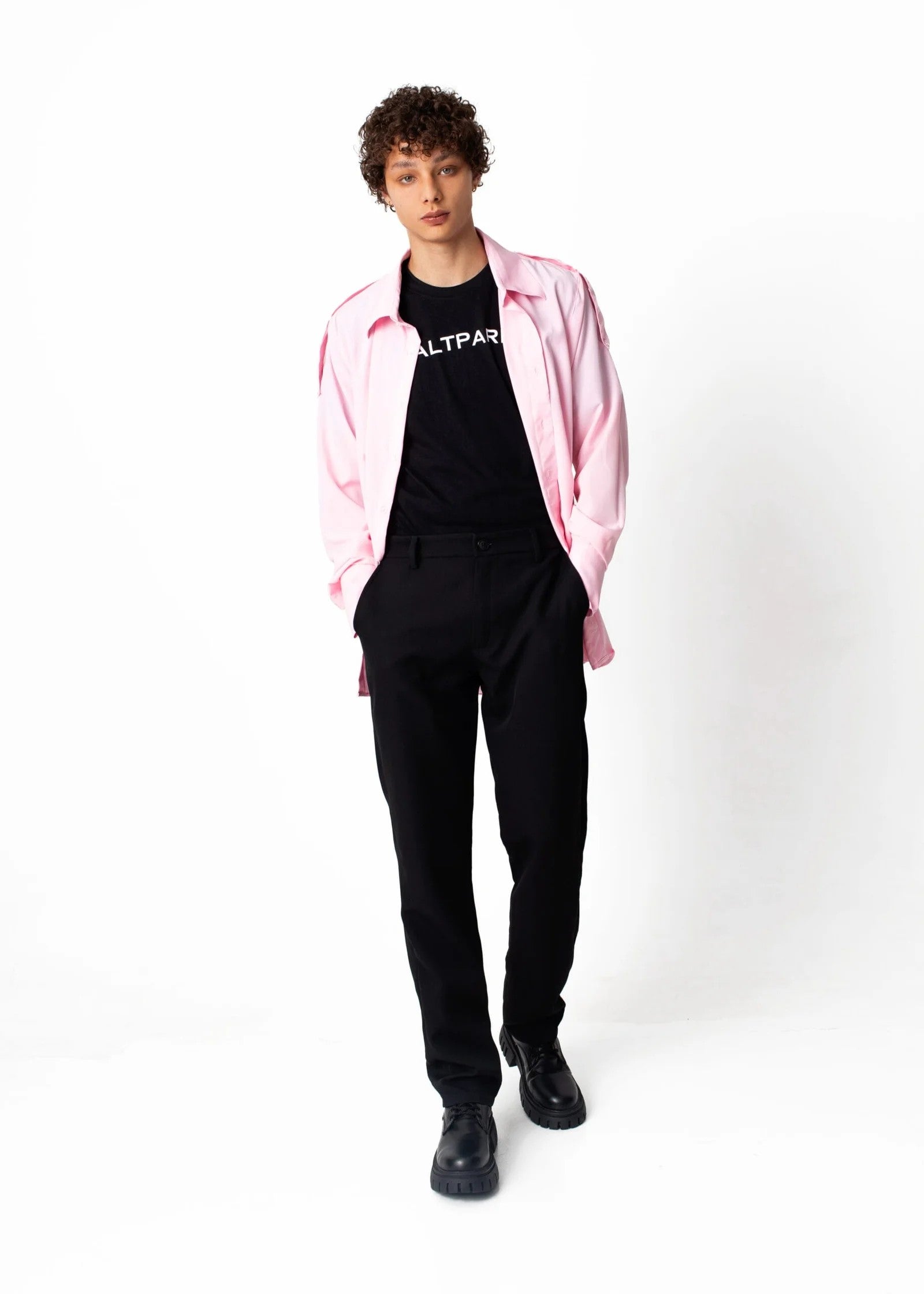 Double Epaulette Pink Shirt