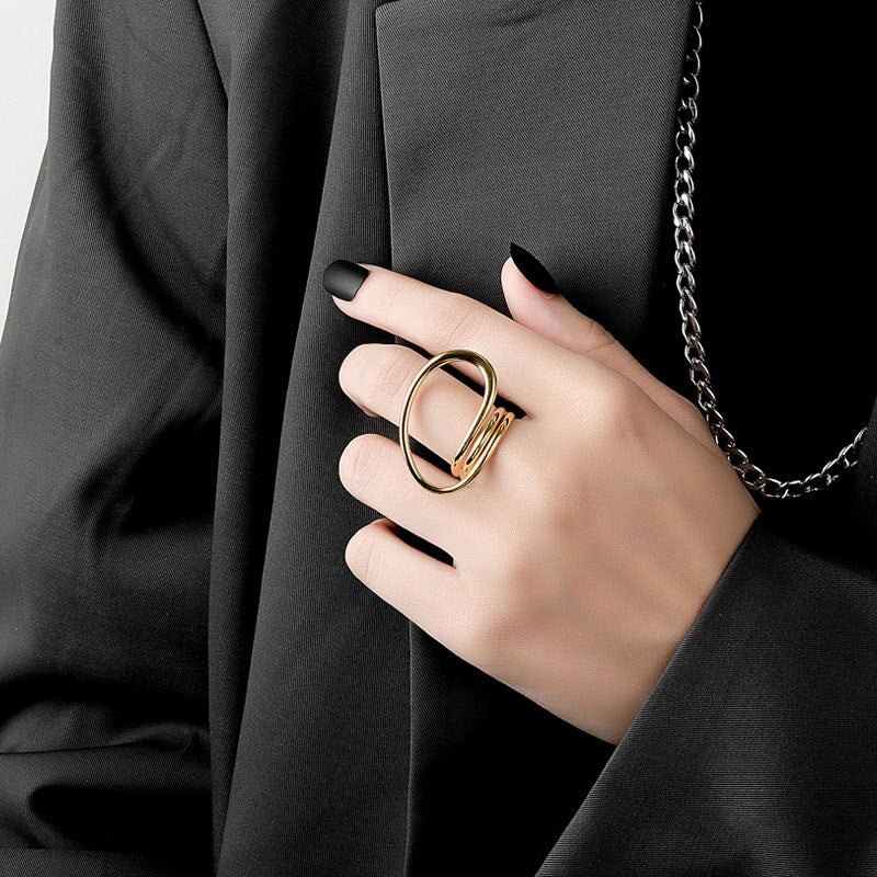 Silver Color Geometric Multilayer Zircon Open Ring Female Fashion Retro Unique Design High Quality Jewelry Gift