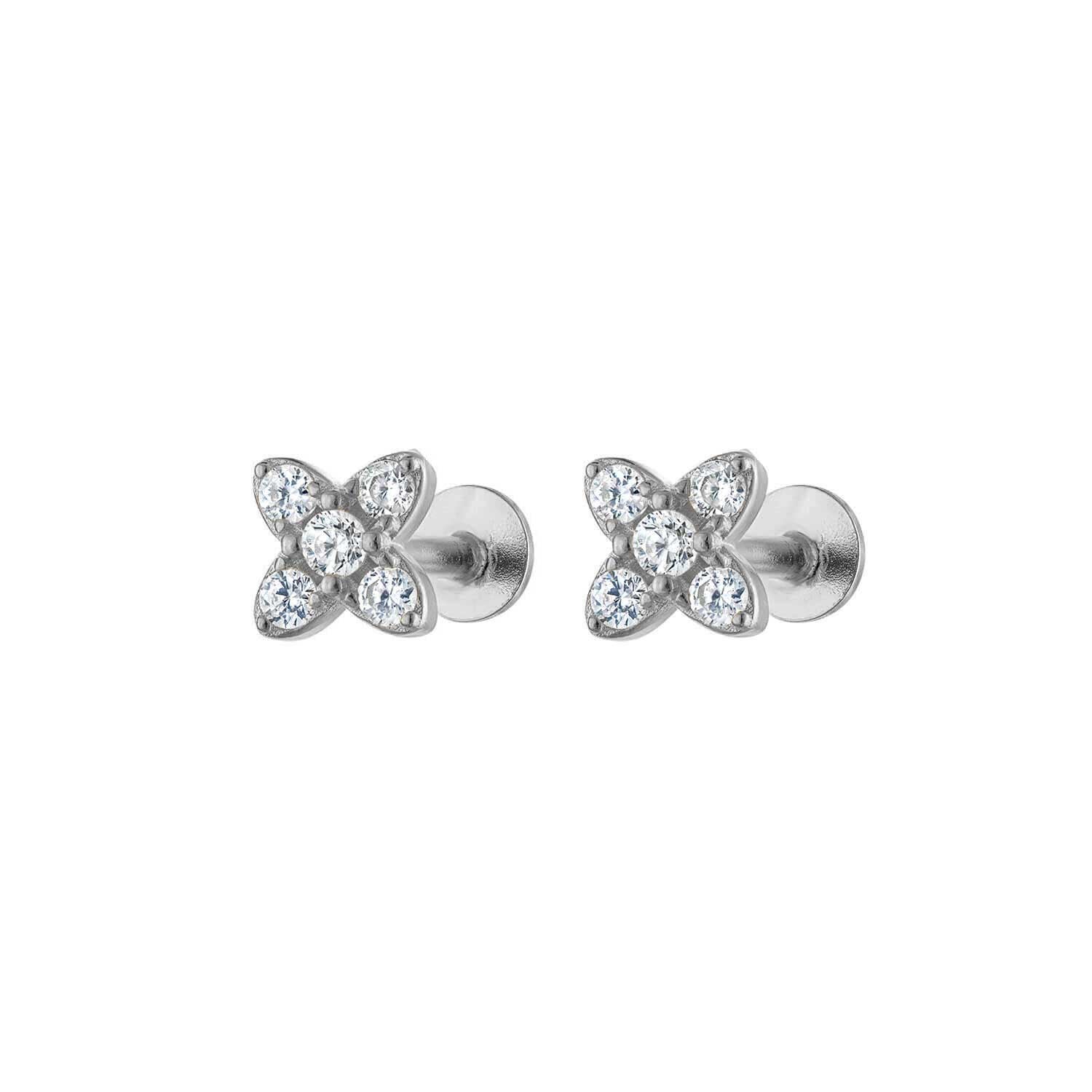 Flower Gold Earring Stud Flatback