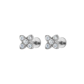 Flower Gold Earring Stud Flatback