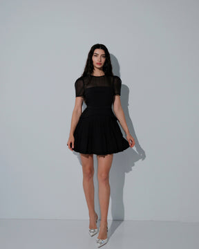 Seraphina Black Pleated Dress