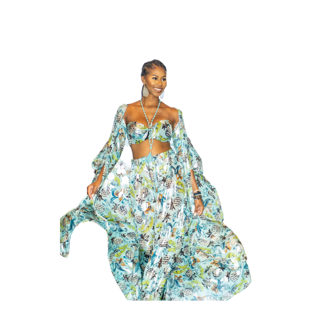 Tropical Silk Kimono Set