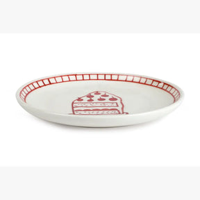 Ceramic Celebration Dessert Plate - Red, 7 Inches (Set of 2)