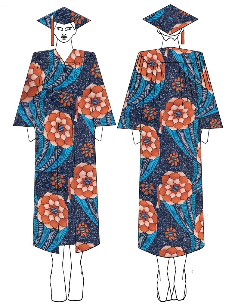 Blue Floral Graduation Gown / Choir Robe