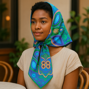 Matriarch Pattern Print Scarf | Blue