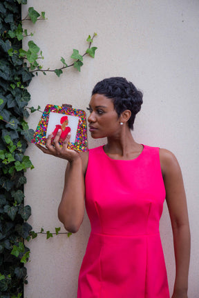 Ade - Acrylic Triangular Box Clutch w/strap