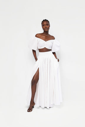 Linen DANI Maxi skirt in White